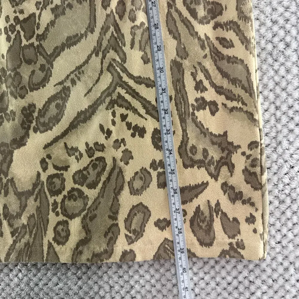 J McLaughlin Liz FauxSuede Jaguar Print Sheath Dress Women XS Cream Funnel Neck